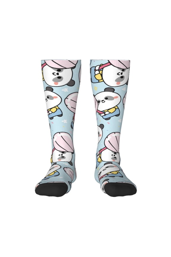 Cute Panda Bear Print Thigh High Socks Extra Long Stretchy Sock Women Over Knee High Opaque Stocking Daily Wear