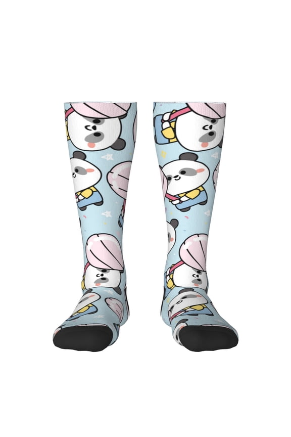 Cute Panda Bear Print Thigh High Socks Extra Long Stretchy Sock Women Over Knee High Opaque Stocking Daily Wear
