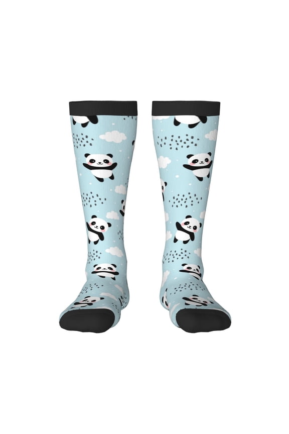 Cute Panda Bear Print Thigh High Socks Extra Long Stretchy Sock Women Over Knee High Opaque Stocking Daily Wear