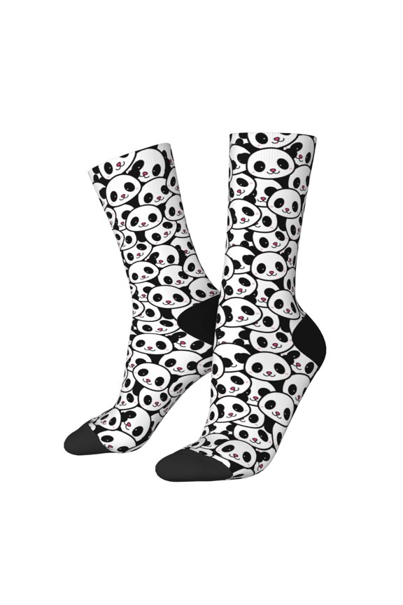 Cute Panda Face Crew Socks for Men & Women, Breathable Casual Athletic Ankle Socks