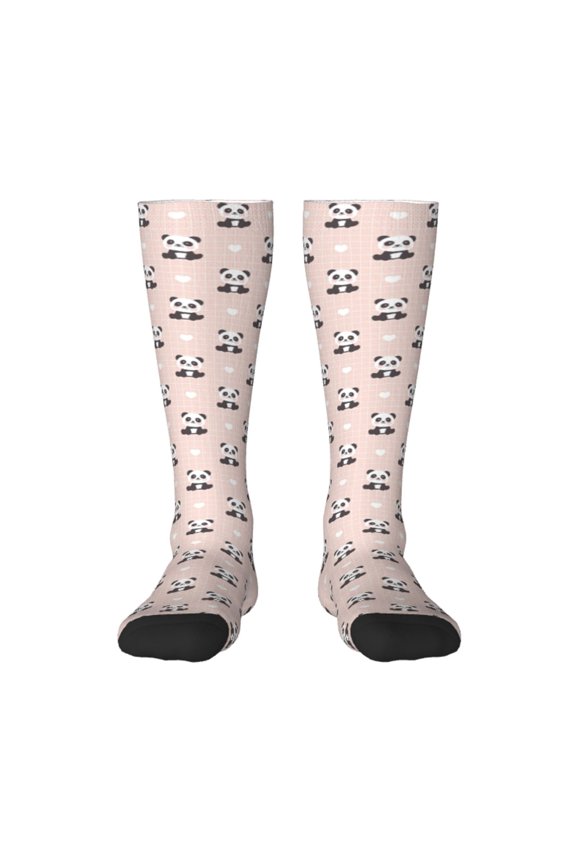 Cute Panda Print Thigh High Socks Extra Long Stretchy Sock Women Over Knee High Opaque Stocking Daily Wear