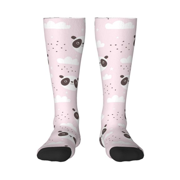 Vsdgher Cute Panda Print Thigh High Socks Extra Long Stretchy Sock Women Over Knee High Opaque Stocking Daily Wear