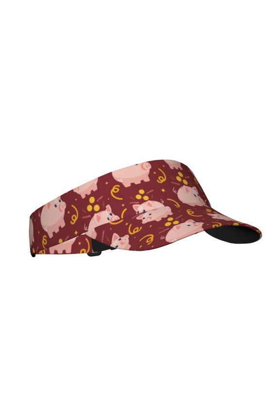 Cute Pig with Coins Print Adult Sunscreen Visor Cap,1 Piece of Sport Sun Visor Hats Adjustable Sun Hat for Outdoor Activities Fits for Women and Men (One Size)