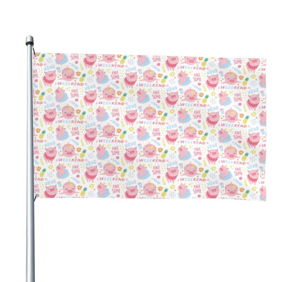 Vsdgher Cute Pig Print Outdoor Decorative Flag 4x6ft, Suitable for outdoor decoration, can be hung indoors, on outdoor lawns, balconies, parties