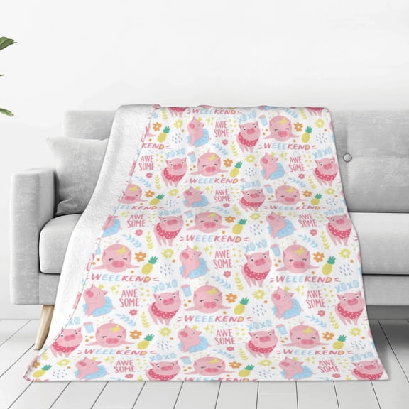 Vsdgher Cute Pig Ultra-Soft Micro flannel Blanket Throw Blankets for Couch Sofa, Bed (4 sizes)-80"x60"