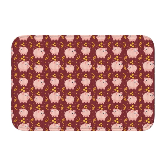Vsdgher Cute Pig with Coins Hem Mat 40x60 - Multipurpose Doormat for Indoor & Outdoor Use - Welcome Your Guests with our Entrance Mat