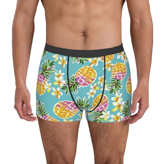Vsdgher Cute Pineapples Pattern Men's Boxer Brief Underwear,Soft Funny Underwear for Men-Large