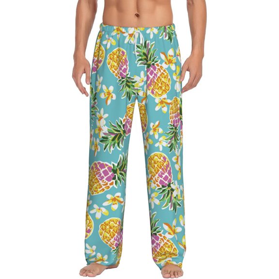Vsdgher Cute Pineapples Print Mens Pajama Pants Sleep & Lounge Pants, PJ Bottoms With elastic waistb and Pockets