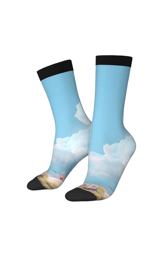 Cute Pink Mushrooms Crew Socks for Men & Women, Breathable Casual Athletic Ankle Socks