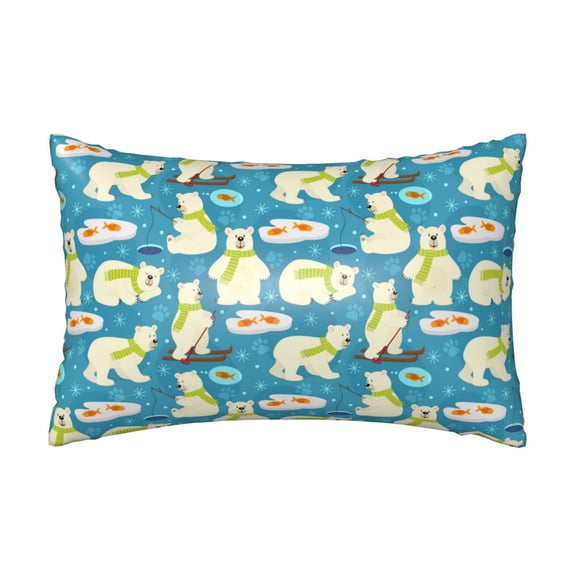 Vsdgher Cute Polar Bear Fishing Satin Pillowcase for Hair and Skin - Satin Pillow Cases Standard Size 20x30 inches with Zipper,Gifts for Women Men