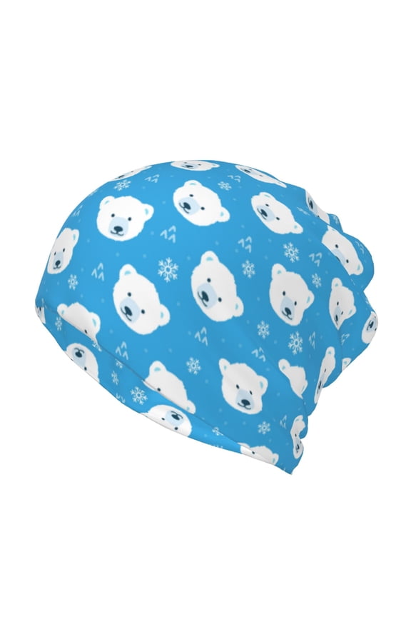 Cute Polar Bear Slouchy Beanie Hat for Men/Women, Skull Cap Chemo Cap Night Sleeping Cap