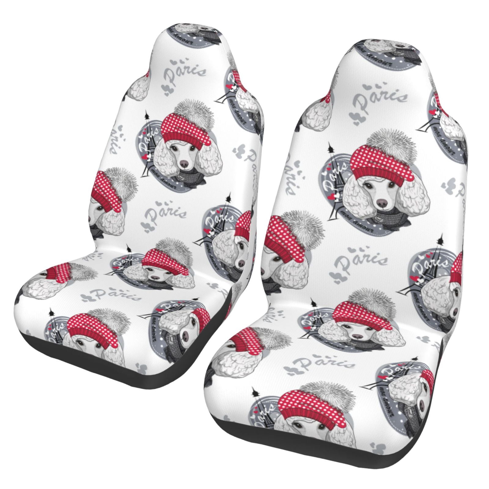 Dog Poodle Print Pattern Universal Fit Car Seat Cover