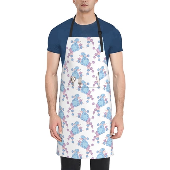Vsdgher Cute Poodle Dog Waterproof Apron with 2 Pockets Kitchen Chef Aprons Bibs for Grooming Cooking Baking Painting Gardening
