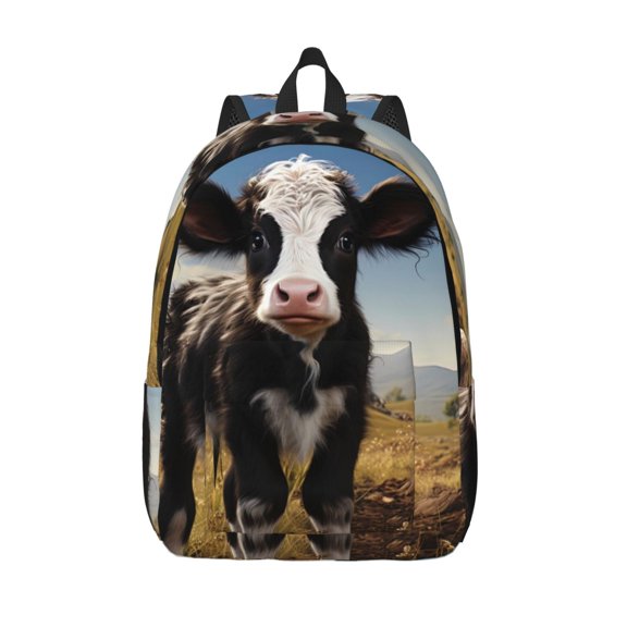 Vsdgher Cute Prairie Cow Print Canvas Backpack Travel Rucksack Unisex Knapsack 15.7/17.7Inch Laptop Backpack for Work,College -Medium