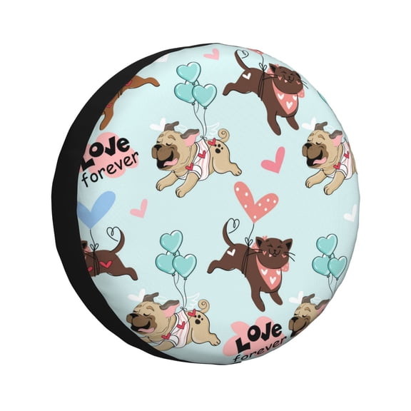 Vsdgher Cute Pug Dogs for Spare Tire Cover, Tire Wheel Protector Wheel Cover Fit for Truck,Trailer,RV,SUV,Camper and Most Vehicle-17 inch