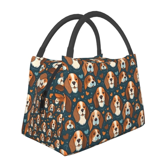 Vsdgher Cute Puppy Print Insulated Reusable Bags with Sturdy Zipper and Handles, Foldable Totes for Hot or Cold Food Bring or Delivery