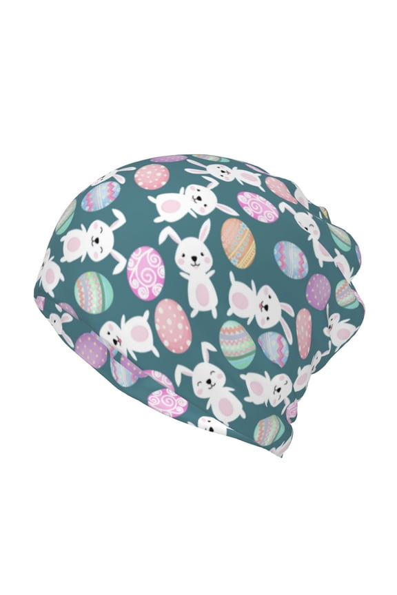 Cute Rabbit Easter Slouchy Beanie Hat for Men/Women, Skull Cap Chemo Cap Night Sleeping Cap
