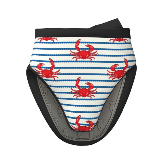 Vsdgher Cute Red Crabs With Nautical Non-Slip Mini Oven Mitt Set, Short Oven Mitts for Baking Grilling Barbecue Microwave, 5.9"x5.9"in