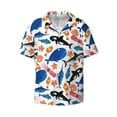thumbnail image 1 of Vsdgher Cute Sea Animals Print Men's Wrinkle Free Untucked Cuban Shirt Business Casual Button Down Shirts Short Sleeve Shirt, 1 of 7