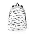 thumbnail image 1 of Vsdgher Cute Shark Print Canvas Backpack Travel Rucksack Unisex Knapsack 15.7/17.7Inch Laptop Backpack for Work,College -Small, 1 of 5