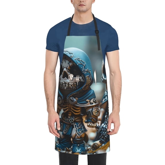 Vsdgher Cute Skeletons Figurines Waterproof Apron with 2 Pockets Kitchen Chef Aprons Bibs for Grooming Cooking Baking Painting Gardening