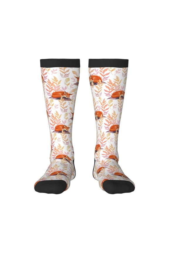 Cute Sleepy Fox Knee Socks, High Socks Long Stretchy Sock Women Knee High Stocking, Long Socks for Women