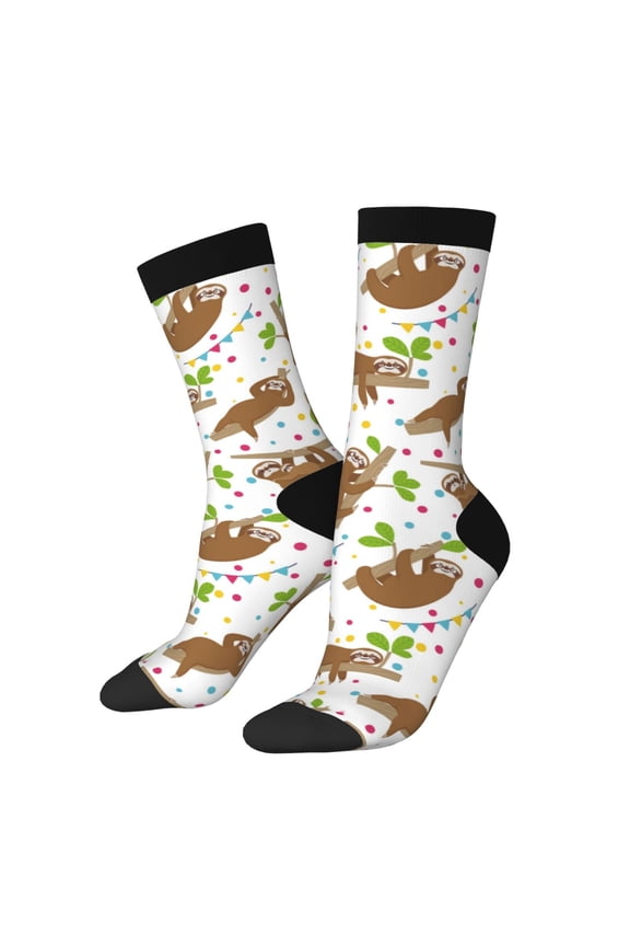 Cute Sloth Crew Socks for Men & Women, Breathable Casual Athletic Ankle Socks