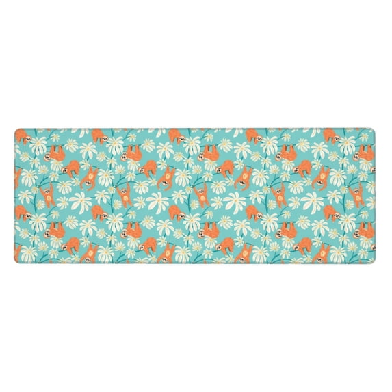 Vsdgher Cute Sloth on Floral Tree for Mouse Pad with Stitched Edges,Desk mat for Laptop,Computer & PC, Wristing Pad for Gamer,Office & Home,12 x 31.5 in