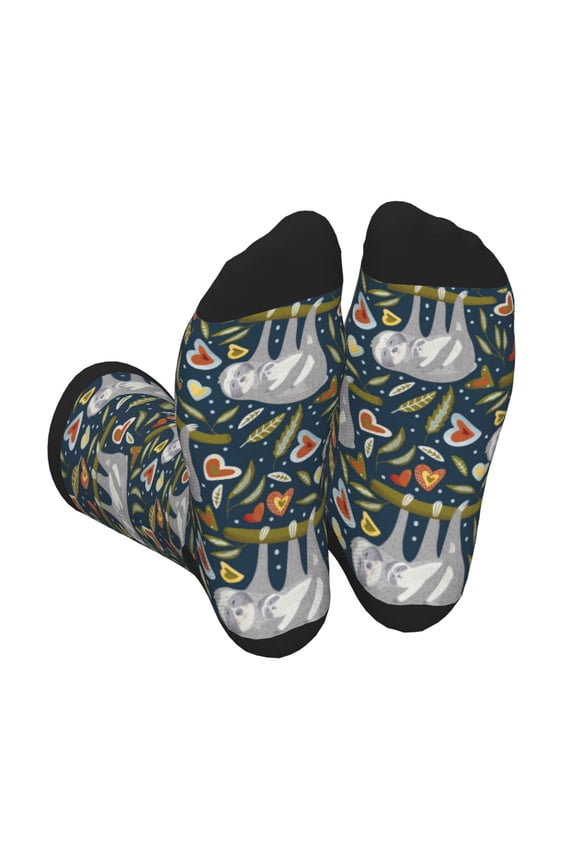 Cute Sloth Unisex Crew Socks Lightweight Breathable Ventilation Ankle Socks, Mid-calf socks for Daily