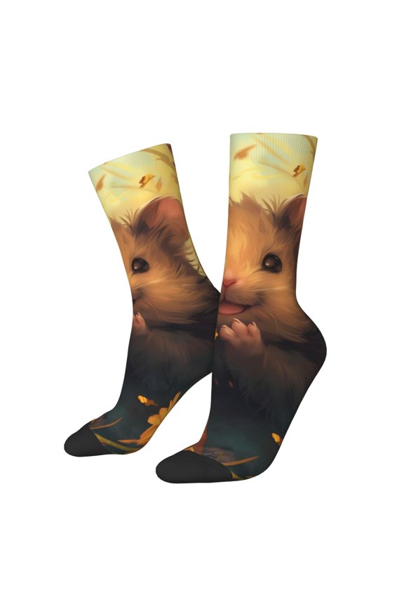 Cute Sunflower Guinea Pig Crew Socks for Men & Women, Breathable Casual Athletic Ankle Socks
