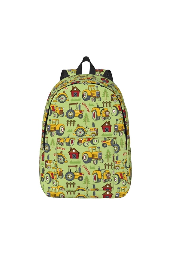 Cute Tractor Print Canvas Backpack Travel Rucksack Unisex Knapsack 15.7/17.7Inch Laptop Backpack for Work,College -Medium