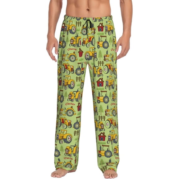 Vsdgher Cute Tractor Print Mens Pajama Pants Sleep & Lounge Pants, PJ Bottoms With elastic waistb and Pockets