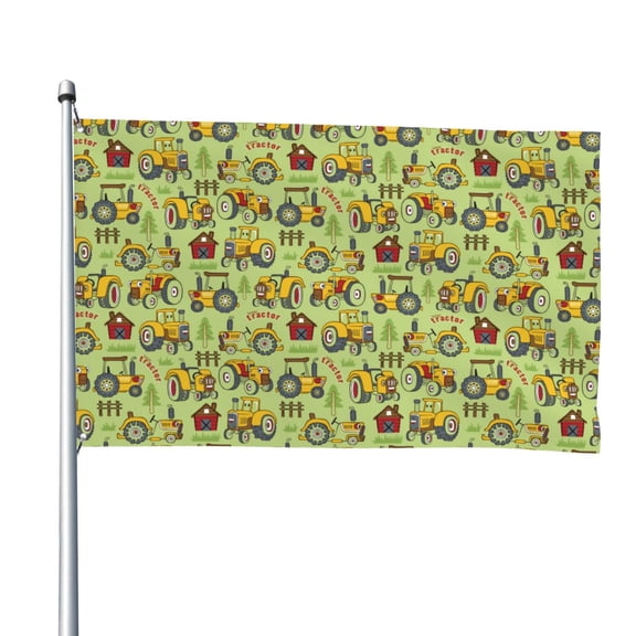 Vsdgher Cute Tractor Print Outdoor Decorative Flag 4x6ft, Suitable for outdoor decoration, can be hung indoors, on outdoor lawns, balconies, parties