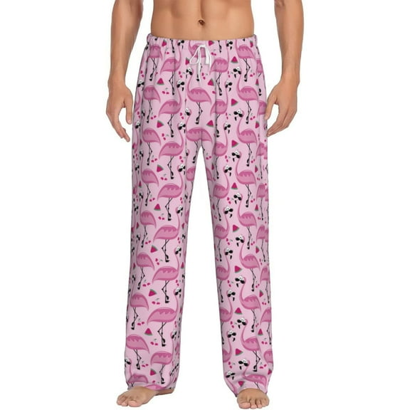 Vsdgher Cute Watermelon Flamingo Print Mens Pajama Pants Sleep & Lounge Pants, PJ Bottoms With elastic waistb and Pockets
