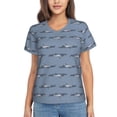 thumbnail image 1 of Vsdgher Cute Whale Women Shirts V Neck Short Sleeve Tops T-Shirt Basic Tees, S to 3XLSmall, 1 of 5