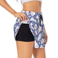 thumbnail image 1 of Vsdgher Cute White Rabbit Print Women's Running Double Layer Shorts High Waisted with Pockets Elastic Yoga Workout Athletic Gym Sports, 1 of 8