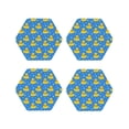 thumbnail image 1 of Vsdgher Cute Yellow Rubber Ducks Leather Coasters for Drinks, Durable Drink Coasters 4 Set for Tabletop Protection, Luxurious Home Décor and Housewarming Gift-Hexagon, 1 of 6