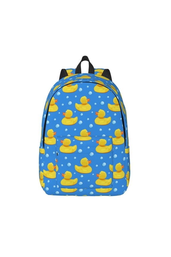 Cute Yellow Rubber Ducks Print Canvas Backpack Travel Rucksack Unisex Knapsack 15.7/17.7Inch Laptop Backpack for Work,College -Small