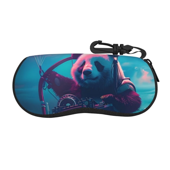 Vsdgher DJ Panda Hot Air Balloon Sunglasses Soft Case Neoprene Zipper Eyeglass Case, Zipper Portable Spectacle Cases for Men Women