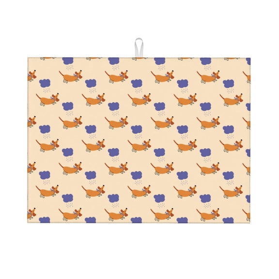 Vsdgher Dachshund Dish Drying Mat Super Absorbent Drying Mat Large Dish Drying Mats for Kitchen Counter Kitchen Drying Mat 24" x 18"
