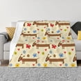 thumbnail image 1 of Vsdgher Dachshund Dog And Flower Pattern Fleece Throw Blanket, Horizontal Fleece Bedding Home Decor for Couch & Bed All Season Use -60"x50", 1 of 7