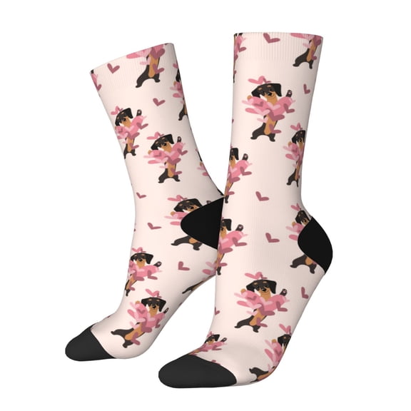Vsdgher Dachshund Dog Heart Crew Socks for Men & Women, Breathable Casual Athletic Ankle Socks
