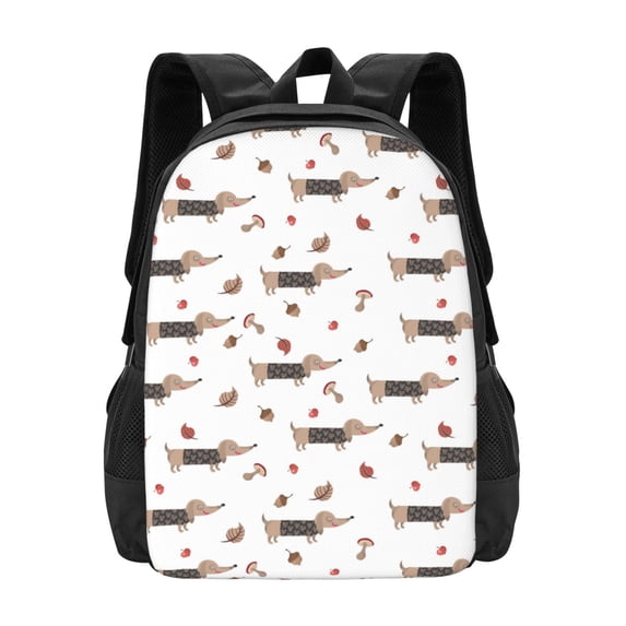 Vsdgher Dachshund Dog Print Backpack for Women Men School Bookbag with Laptop Compartment for College Work Travel, Simple Fashion Casual Daypack, Fit 15" Laptop