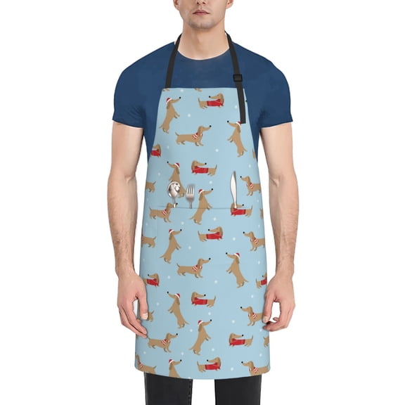 Vsdgher Dachshund Dog Waterproof Apron with 2 Pockets Kitchen Chef Aprons Bibs for Grooming Cooking Baking Painting Gardening
