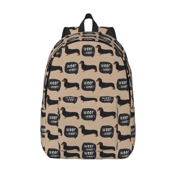Vsdgher Dachshund Dog Woof Print Canvas Backpack Travel Rucksack Unisex Knapsack 15.7/17.7Inch Laptop Backpack for Work,College -Small