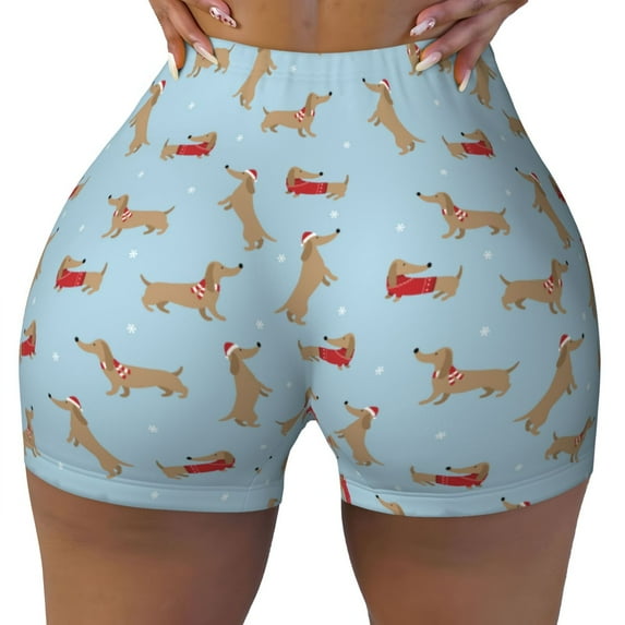 Vsdgher Dachshund Dog print Workout Shorts for Women Seamless Soft Smooth Gym Yoga Scrunch Active Exercise Fitness Shorts