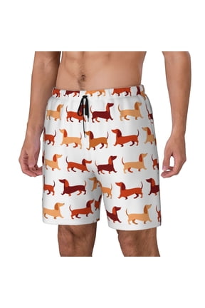Dachshund Walking for Mens Swim Trunks with Compression Liner Swim Shorts Swim Suits Board Shorts-Large