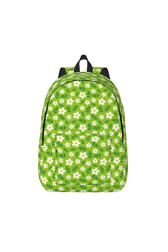 Daisies Flowers Print Canvas Backpack Travel Rucksack Unisex Knapsack 15.7/17.7Inch Laptop Backpack for Work,College -Medium