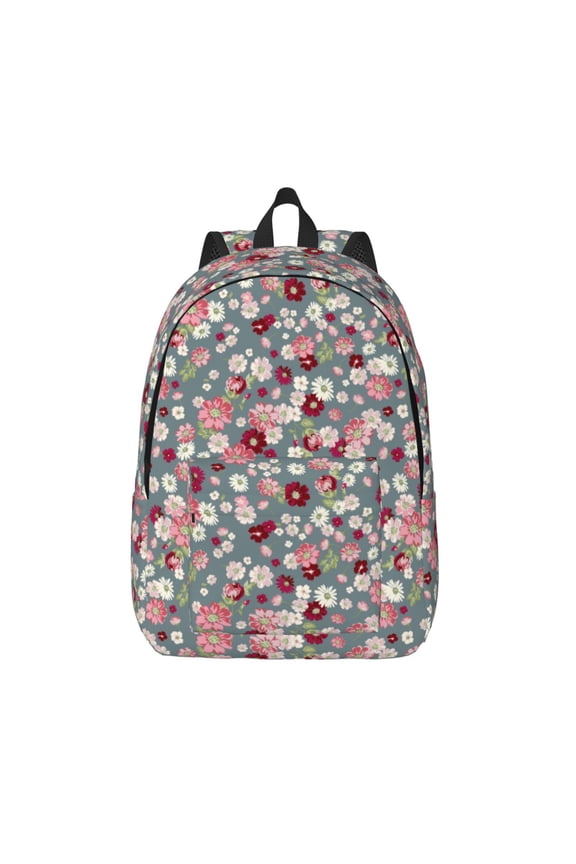 Daisies Flowers Print Canvas Backpack Travel Rucksack Unisex Knapsack 15.7/17.7Inch Laptop Backpack for Work,College -Medium