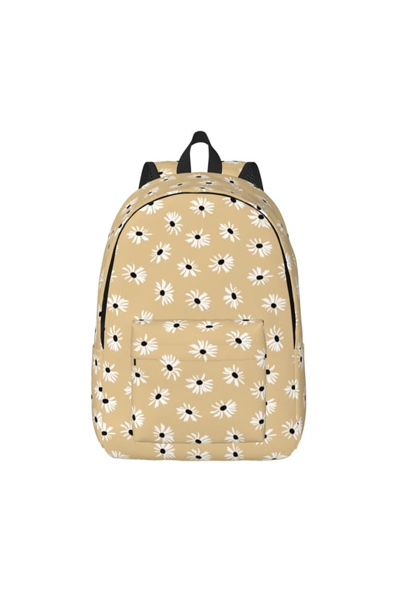 Daisies Flowers Print Canvas Backpack Travel Rucksack Unisex Knapsack 15.7/17.7Inch Laptop Backpack for Work,College -Small